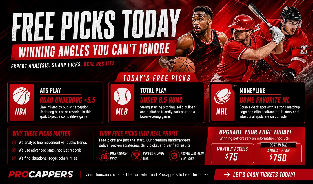 Free Picks Today - Winning Angles You Can not Ignore | Procappers.com