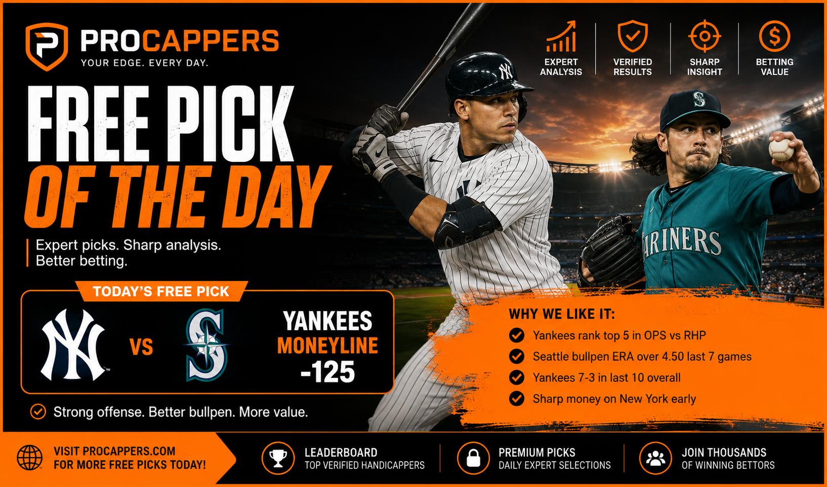 Free Pick of the Day: Yankees vs Mariners Best Bet and Expert Betting Insight