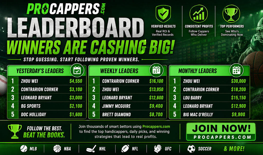 Procappers Leaderboard Winners Are Cashing Big | Follow the Hottest Sports Handicappers Right Now