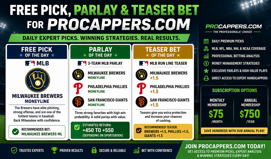  Free Pick, MLB Parlay & Teaser Bet for June 8, 2026 | Procappers.com