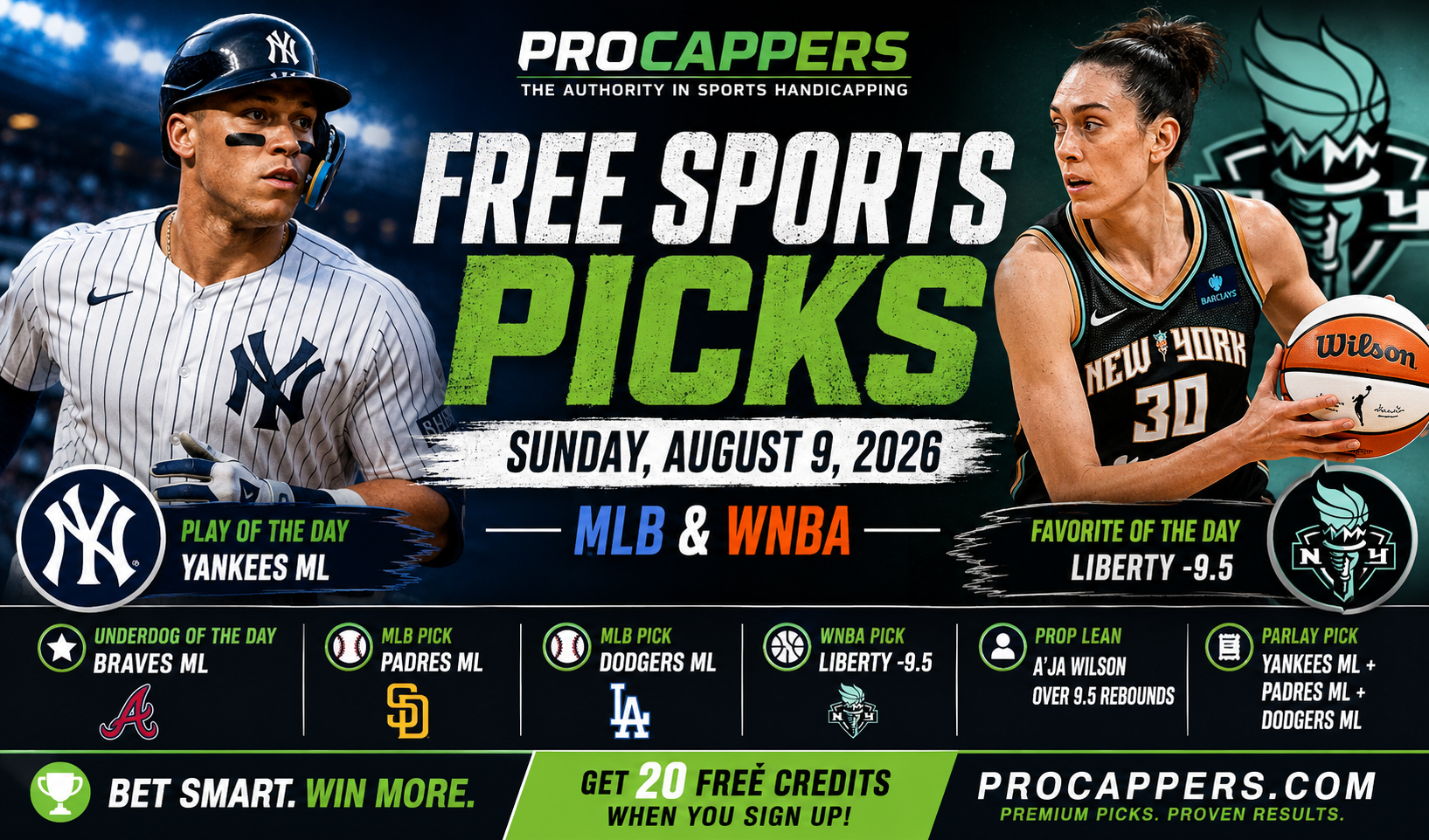 Free Sports Picks Today: MLB & WNBA Picks for August 9, 2026
