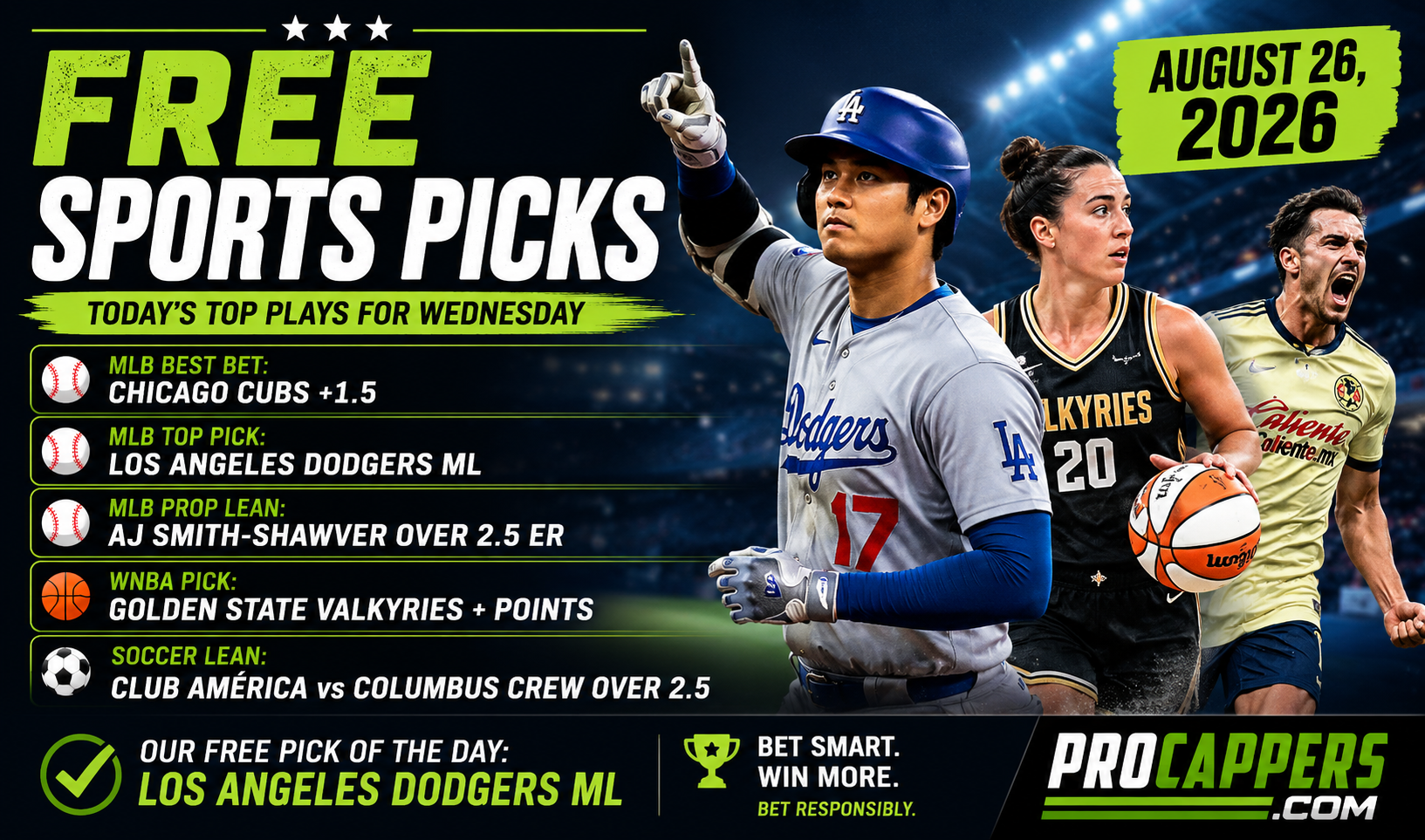 Free Sports Picks Today – Wednesday, August 26, 2026