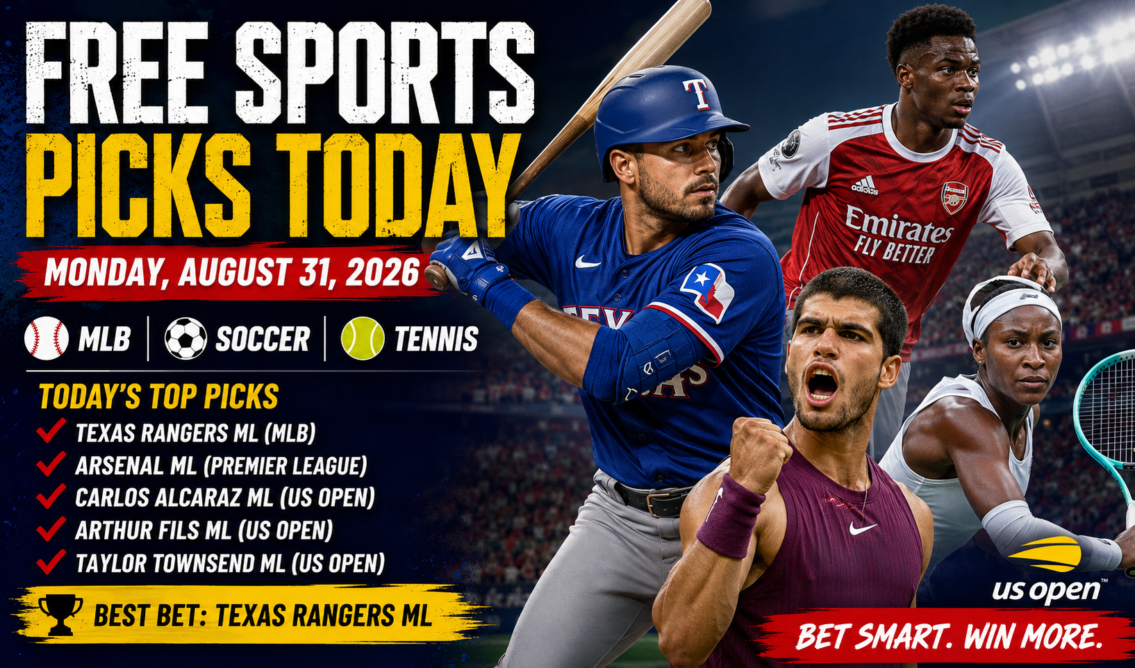 Free Sports Picks Today – Monday, August 31, 2026