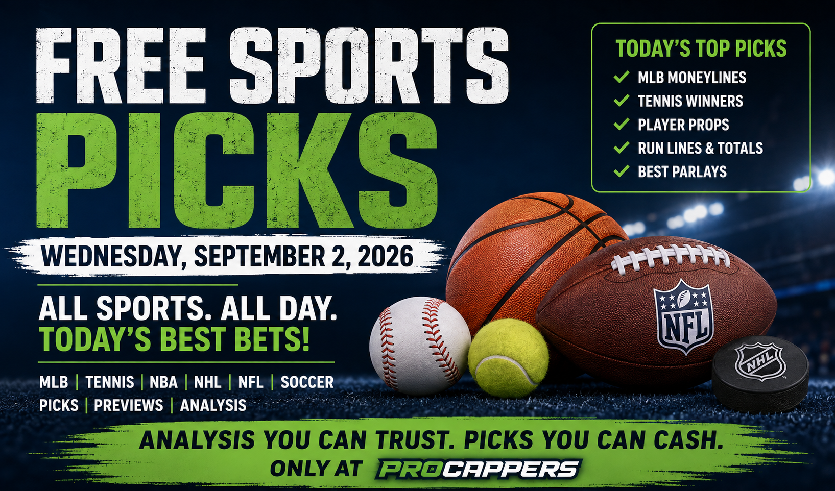 Free Sports Picks for Wednesday, September 2, 2026