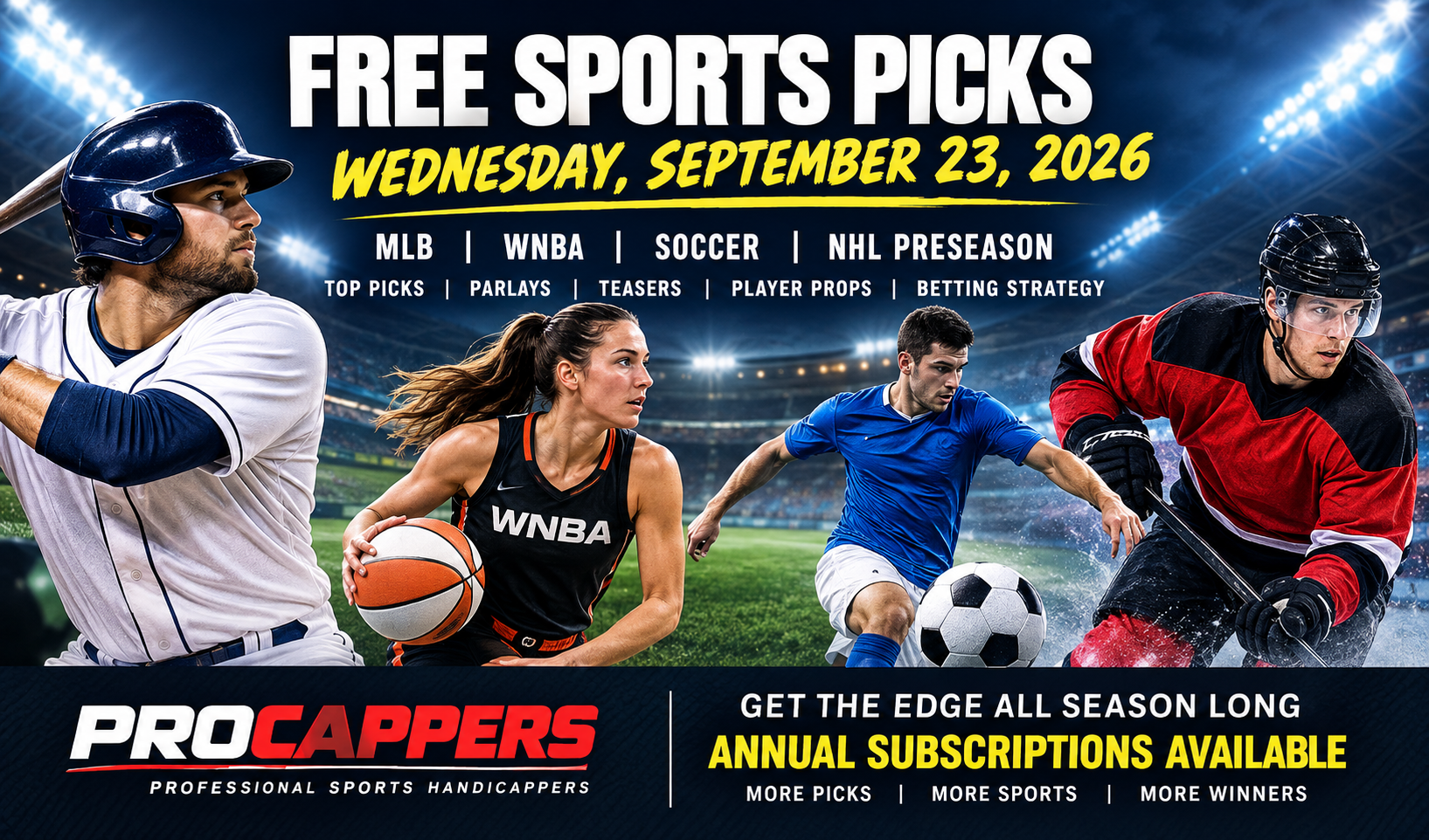 Free Sports Picks for Wednesday, September 23, 2026